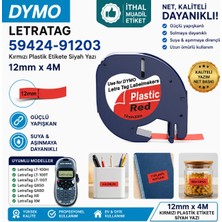 Puun Dymo Letratag Xr 91203 59424 S0721630 Muadil Etiket Kaseti 12MM x 4m Kırmızı Plastik Etikete Siyah Yazı Güçlü Yapışkan