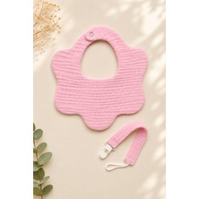 3Baby 2'li %100 Organik Pamuklu, 8 Katlı Müslin, Bebek Önlük, Salya Önlüğü / Emzik Askısı - (Pembe)