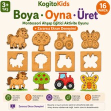 Kogito Kids Montessori Çiftlik Hayvanlar Ahşap Çocuk Boyama Oyuncak 16 Parça - Eğitici Gelişim Oyuncağı  & Dijital Deneyim (3-6 Yaş)