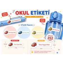 Vuud Kişiye Özel Pastel Mat Renkli Okul Etiketi Seti 252 Adet - Arabalar Serisi Isim Etiketi (Kalem, Suluk, Defter)