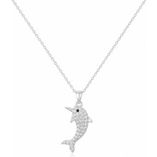 Shop Krutzo Yunus Balığı Gümüş Taşlı Kolye