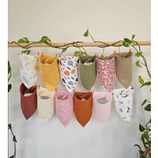 3Baby 12 Adet %100 Organik Pamuk Çift Katlı, 2 Çıtçıtlı Müslin Bebek Fular & Salya Önlük
