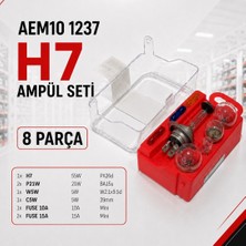 Teknolojik Garaj AEM10 1237 H7 Araç Ampul Seti 8 Parça - Kompakt Çantalı Evrensel Yedek Oto Ampul Kiti