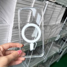 Aksesuarda Iphone 16 Pro Max Uyumlu Magsafe Şeffaf Kılıf Mıknatıslı Darbe Emici Kamera Korumalı Şeffaf Koruyucu Kapak