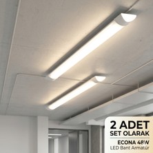 Econa 2 ADET120 cm 48W Beyaz Yatay LED Bant Etanj Armatür- Tasarruflu Ampül,tavan Lambası