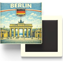 Maxi Trendy Almanya Berlin Şehri Temalı Vintage Buzdolap Magneti – 9x9 cm