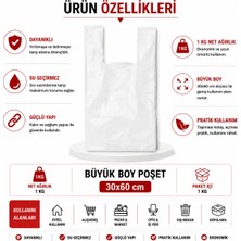 Liva Ambalaj Beyaz Kalın Atlet Poşet Büyük Boy 1 kg (Market Manav ve Çöp Poşeti)