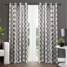 Maxi Trendy Exclusive Home Curtains - EH7920-02 2-X84G Modo Metalik Geometrik Pencere Perde Paneli Çifti Gromet Üst, 54X84, Siyah Inci, 2 Adet