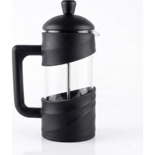 Maxi Trendy Kanji 350 ml Cam French Press – Isıya Dayanıklı Cam, Paslanmaz Çelik Filtreli, Siyah Renkli Kahve ve Bitki Çayı Demliği