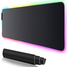 Maxi Trendy Rgb Mouse Pad 80X30 Cm, 4 mm Kalınlık, Parlak Su Geçirmez Yüzey, Oyuncu Gaming Xxl Mausepad, 14 Farklı Renk Modu (Parlak Siyah)