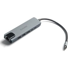 Maxi Trendy Dark 6'sı 1 Arada USB 3.2 Gen 1 Type-C To Ethernet/hdmı/usb 3.0 - USB 2.0 / Usb-C Pd 100W Macbook Pro/air & Notebook/ultrabook Için Port Çoklayıcı Hub (DK-AC-U31X47)