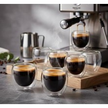 Maxi Trendy Needd Çift Katmanlı Espresso Cam Bardak Seti 2'li 80 ml | Borosilikat Cam, Isı Yalıtımlı Double Wall Tasarım | Espresso, Ristretto ve Macchiato Için Şeffaf Kahve Bardağı
