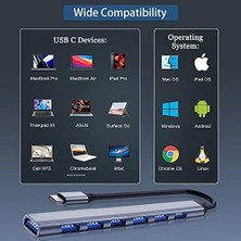 Maxi Trendy Vienon USB C Hub 3.0, Alüminyum 7'si 1 Arada USB C Dongle Usb, MacBook Pro, Imac, iPad Pro, Chromebook, Pixelbook, Dell Xps,  ve Daha Fazla Tip C Aygıtları Için Uzatın