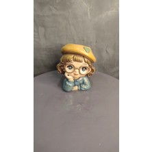 Gardenya Sevimli Ressam Kız Dekoratif Kalemlik ve Sukulent Saksısı
