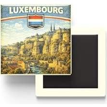 Maxi Trendy Lüksemburg Lüksemburg Şehri Temalı Vintage Buzdolap Magneti – 9x9 cm