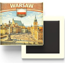 Maxi Trendy Polonya Varşova Şehri Temalı Vintage Buzdolap Magneti – 9x9 cm