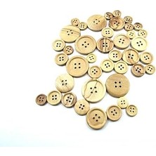 Maxi Trendy Tahta Dikme, 4 Delik Simit Model, Doğal Ahşap, Zeytin AĞACI,100 Adet 20MM-32L