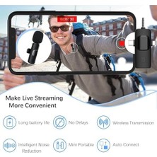 Maxi Trendy Kablosuz Ikili Yaka Mikrofonu iPhone ile Uyumlu 3.5mm Aux iPhone Type-C Pc Tablet Video Kayıt Röportaj Canlı Yayın Vlog Kablosuz Mikrofon USB C ve Amfi ve Bilgisayar Uyumlu ZR564