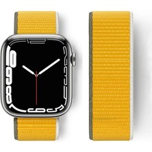 Mudanis Apple Watch 42MM Hasırlı Cırtcırtlı Kordon (Saat Değildir) - Sarı
