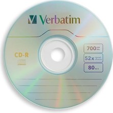 Maxi Trendy Verbatim Cd-R Discs, 700 Mb/80 Dk, 52 X, Spindle, Gümüş, 100/PAKET, 94554