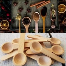 CATEKSSS 6 Adet Bambu Mini Baharat Kaşığı Çelik Çok Renkli