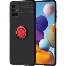Mudanis Samsung Galaxy M51 Kılıf Range Yüzüklü Silikon - Siyah-Kırmızı