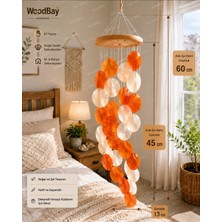 WoodBay Doğal Kabuklu Dekoratif Rüzgar Çanı – El Yapımı Balkon Bahçe Ev Dekoru 60 cm