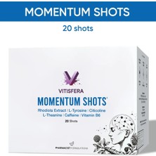 Vitisfera Momentum Shot Rhodiola, L-Tirozin, Sitikolin, L-Teanin, Kafein ve B6 Içeren Takviye Edici Gıda 20 Shot