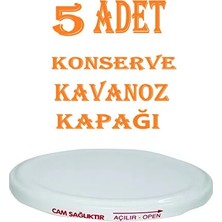 CATEKSSS 5 Adet Konserve Kapağı Beyaz 82 mm Silikonlu - Konserve Kavanoz Kapağı Orijinal Kapak Sbk Metal Beya