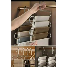 CATEKSSS Metal 5 Katlı Dolap Içi Pantolon Eşarp Şal Askısı, Çoklu Askılık, Dekoratif Akıllı Metal Siyah Tr