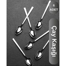 CATEKSSS 6 Adet Çelik Lüx Çay Kaşığı W-6lıçay-Klasik Çelik Metalik