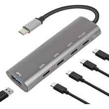 Maxi Trendy Macbook Şarj Uyumlu Type-C Destekli 60W Pd Tüm Bilgisayarlar Için Şarj Uyumlu 5 In 1 Hub Dönüştürücü Çevirici Çoklayıcı USB Typec Girişli C268