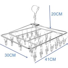 Maxi Trendy Metal Çorap Askısı 30 Mandallı Paslanmaz Çelik Iç Çamaşırı Kurutma Askılığı