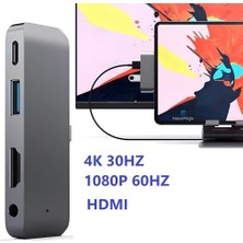 Maxi Trendy Type C Hub (4 Port), 85W Pd Type-C Port 4K 30HZ Veya 1080P 60HZ Hdmı, 1 Adet USB 3.0 Port Şarj ve Veri Transfer, 3.5mm Jak Kulaklık Ses Grişi, MacBook Pro/air/ipad/iphone Vb. Uyumlu