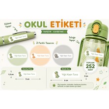 Vuud Kişiye Özel Pastel Mat Renkli Okul Etiketi Seti 252 Adet - Dinazor Serisi Isim Etiketi (Kalem, Suluk, Defter)