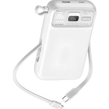 Maxi Trendy 22.5W Hızlı Şarj Destekli 20000 Mah Taşınabilir Powerbank, Pd 20W, LCD Ekran, Dahili Kablo, Beyaz