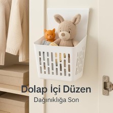 Maxi Trendy Asmalı Dolap Düzenleyici – Askılı Çok Amaçlı Plastik Organizer Sepet | Mutfak, Banyo, Dolap ve Ofis Için Pratik Düzenleyici Kutusu (255X110X325 Mm, Beyaz)