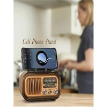 Maxi Trendy Nostaljik Görünümlü Solar Panelden Şarj Olabilen Telefon Standlı Fm Radyo Bluetooth Hoparlör