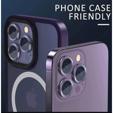 Maxi Trendy Safir Lens Safir Mercek Koruması iphone 14 Pro ve 14 Promax ile Uyumlu Gerçek Safir Cam Kamera Lens Koruyucu Çelik Halka Hd 9d Kırılmaz Cam Renk : Derin Mor