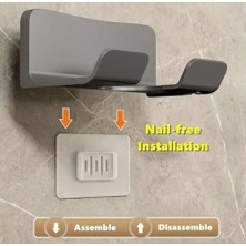 Maxi Trendy Saç Kurutma Makinesi Tutucu Banyo Organizeri: Duvara Monte Edilebilir, Pratik Depolama Çözümü (Antrasit)