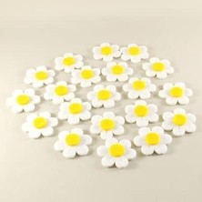 Maxi Trendy Keçe Beyaz Papatya 20 Adet 4 cm