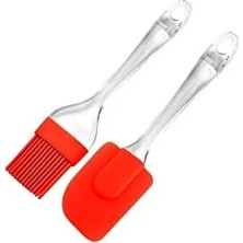 CATEKSSS Silikon Yumurta Fırçası ve Spatula 2'li Set Silikon Bej