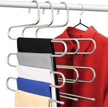 CATEKSSS Dolap Içi 5 Katlı Pantolon Eşarp Şal Askısı Akıllı Askı Metal Beyaz Tr