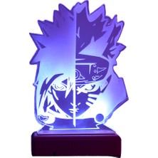Modiwa Design Naruto Sasuke Uchiha - Naruto Uzumaki 16 Renk Uzaktan Kumandalı 3D Ahşap Gece Lambası Hediyelik