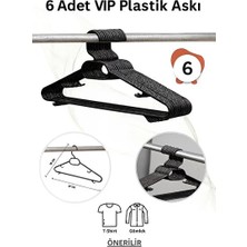 CATEKSSS Siyah Plastik Elbise Kıyafet Askısı 6 Adet Plastik Elbise Askısı Siyah Vıp Plastik Siyah Tr