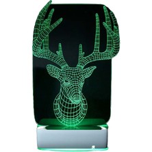 Modiwa Design Geyik 16 Renk Uzaktan Kumandalı 3D Ahşap Gece Lambası Hediyelik