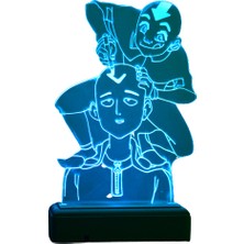 Modiwa Design Avatar Aang And One Punch Man 16 Renk Uzaktan Kumandalı 3D Ahşap Gece Lambası Hediyelik