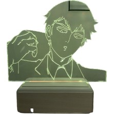 Modiwa Design Arataka Reigen - Mob Psycho 100 Gece 16 Renk Uzaktan Kumandalı 3D Ahşap Gece Lambası