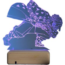 Modiwa Design Zenitsu Agatsuma Demon Slayer 16 Renk Uzaktan Kumandalı 3D Ahşap Gece Lambası Hediyelik