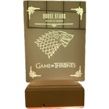 Modiwa Design Game Of Thrones House Stark 16 Renk Uzaktan Kumandalı 3D Ahşap Gece Lambası Hediyelik